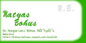 matyas bohus business card